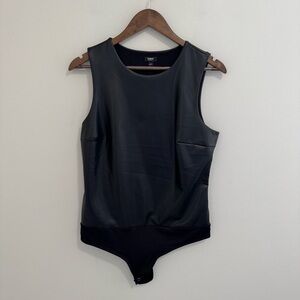 Express Black Faux Leather Tank Bodysuit